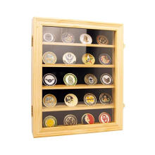 High quality custom11x14 Military challenge coin Removable bracket Wooden Coin Display Case with Lockable
